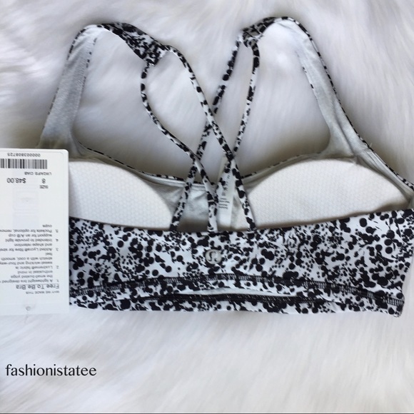 NWT lululemon free to be bra black white w/ pads - Picture 2 of 4